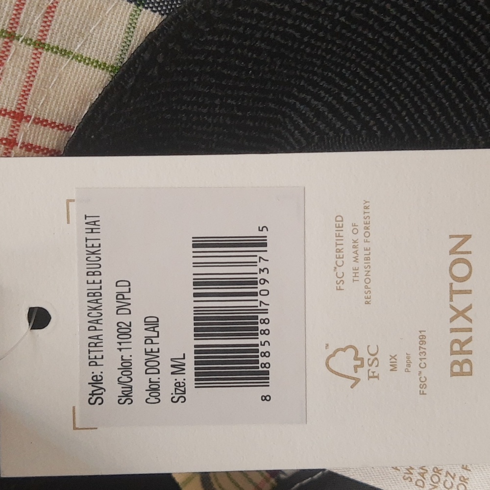 Women's Brixton Petra Packable Bucket Hat Preppy Plaid Multicolor, Fits M-L NEW - Picture 6 of 12